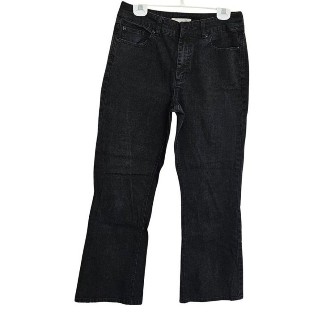 Chico's Platinum Black Denim Straight Jeans Size 1 Short US 8 Cotton & Spandex